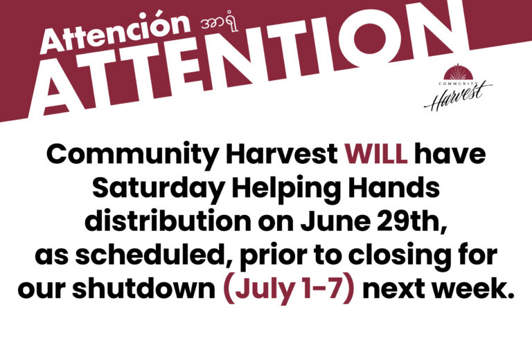 Saturday Helping Hands Distribution IN OPERATION, as scheduled, June 29th, 2024