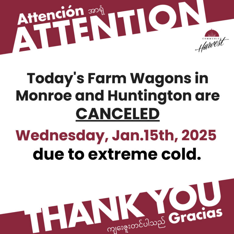 Community Harvest Farm Wagons 1/15/2025 are Canceled Due to Cold Weather